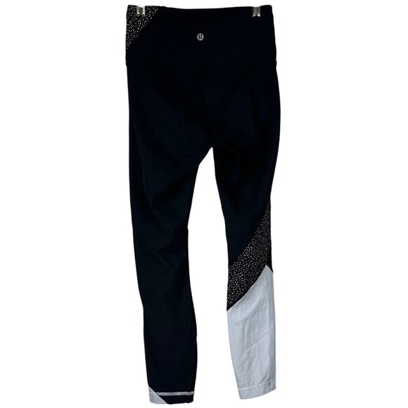 Lululemon Wunder Under Hi-Rise 7/8 Tight 25" Night View White Black Size 4 EUC - Picture 2 of 9